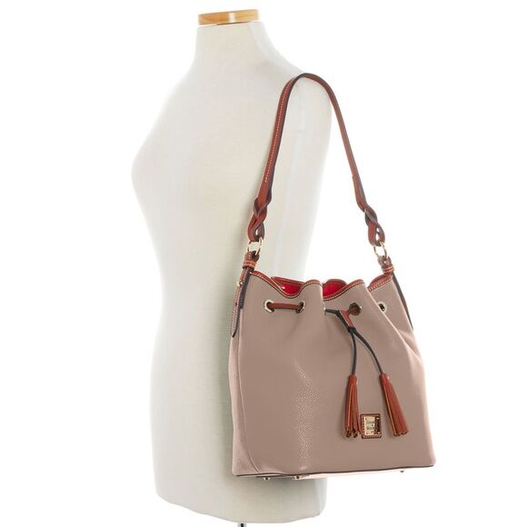 Dooney & Bourke Pebble Grain Tasha Drawstring Shoulder Bag - Taupe - Picture 4 of 4